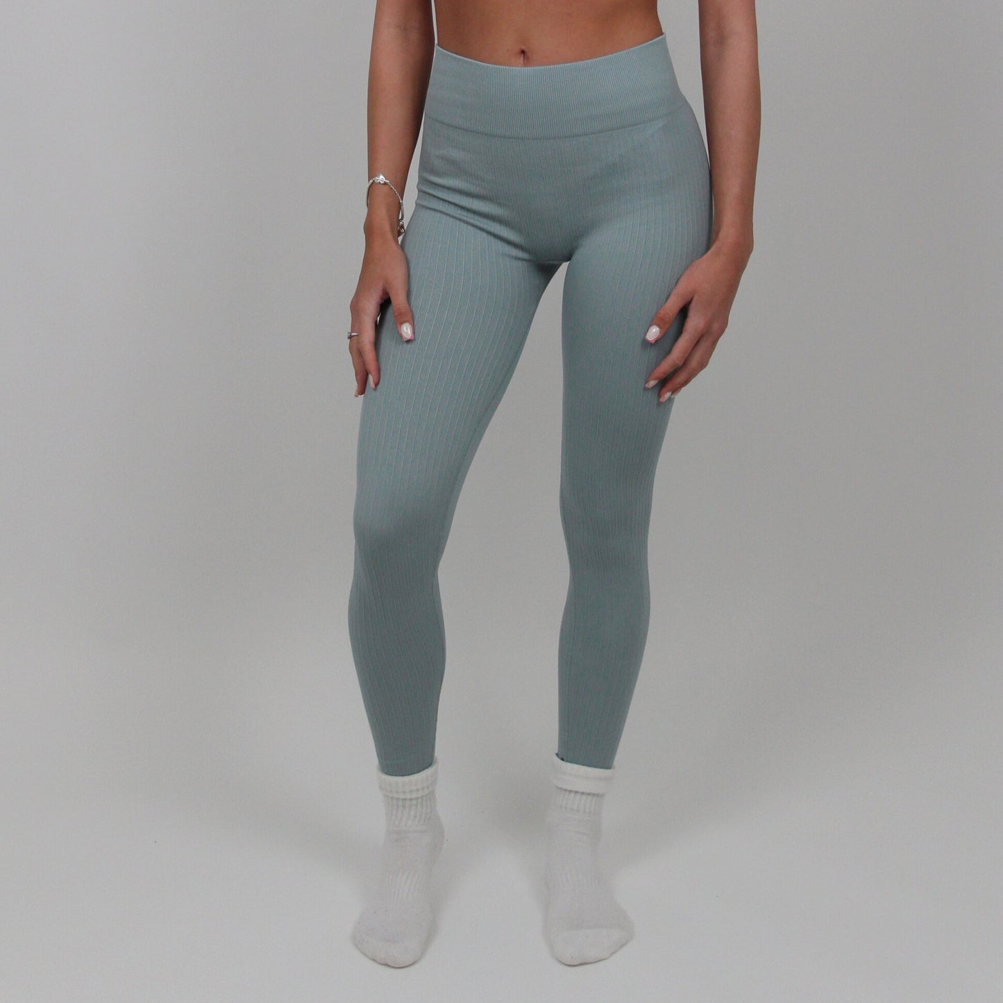 'EveryDay' Ribbed Gym Leggings - Jade